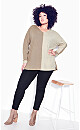 Plus Size Splice It Sweater - mocha