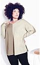 Plus Size Splice It Sweater - mocha