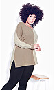 Plus Size Splice It Sweater - mocha