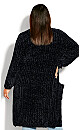 Plus Size Chenille Coatigan - black