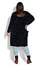 Plus Size Chenille Coatigan - black