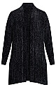 Plus Size Chenille Coatigan - black