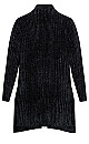 Plus Size Chenille Coatigan - black