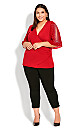 Plus Size Wrap Bling Sleeve Top - ruby