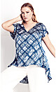 Floaty Check Top - indigo