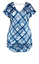 Floaty Check Top - indigo