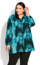 Plus Size Speckled Print Shirt - teal