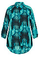 Plus Size Speckled Print Shirt - teal