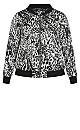 Plus Size Bomber Zip Jacket - animal