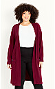 Button Cardigan - berry