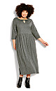 Plus Size Tip Toe Knit Plain Dress - charcoal