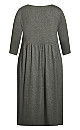 Plus Size Tip Toe Knit Plain Dress - charcoal