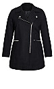 Faux Fur Collar Coat - black