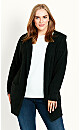 Boucle Hooded Cardigan - black