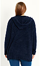 Boucle Hooded Cardigan - navy