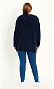 Boucle Hooded Cardigan - navy