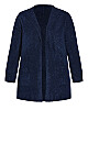 Boucle Hooded Cardigan - navy