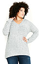 Neppy V Neck Jumper - grey