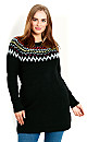 Fairisle Pop Tunic Jumper - black