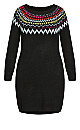 Fairisle Pop Tunic Sweater - black