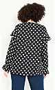 Frill Front Print Shirt - black