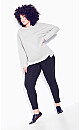 Plus Size Splice Sweat Top - gray