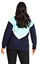 Chevron Colour Block Jumper - aqua