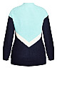 Chevron Color Block Sweater - aqua