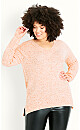 Neppy V Neck Sweater - coral