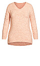 Neppy V Neck Sweater - coral