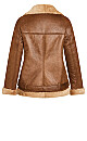 Plus Size Asymmetrical Faux Fur Jacket - brown