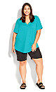 Plus Size Split Neck Top - turquoise