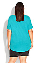 Plus Size Split Neck Top - turquoise