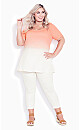 Plus Size Swing Trim Tie Dye Top - Coral