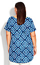 Plus Size Swing Trim Print Top - blue tie dye