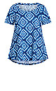 Plus Size Swing Trim Print Top - blue tie dye