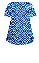 Plus Size Swing Trim Print Top - blue tie dye