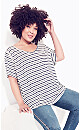 Top Flutter Sleeve Stripe