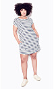 Plus Size Summer Day Stripe Dress - ivory