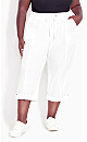 Plus Size Cotton Roll Up Capri - white