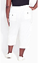 Plus Size Cotton Roll Up Capri - white