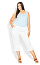 Cotton Roll Up Capri - White