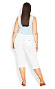 Cotton Roll Up Capri - White