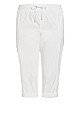 Cotton Roll Up Capri - White