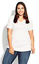 Plus Size V Neck Essential Top - White