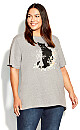 Plus Size Print Top - gray