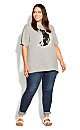 Plus Size Print Top - gray