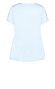 Plus Size Gathered V Neck Cotton Top - pale blue