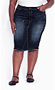 Plus Size Denim Stretch Skirt - dark wash