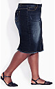 Plus Size Denim Stretch Skirt - dark wash